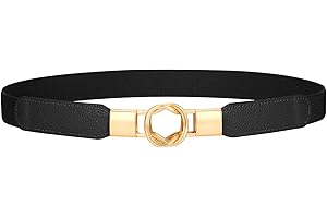 JasGood Damski cienki elastyczny pasek w talii, rozciągliwy, retro, haczyk do sukienki