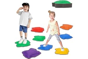 NUKDEY 8 Pietre di Equilibrio per Bambini, Pietre Sensoriali Bilanciamento Bambini, Impilabili & Antiscivolo, Promuove l'equilibrio, Coordinazione e Psicomotricità, Percorso Ostacoli per Interni ed Esterni