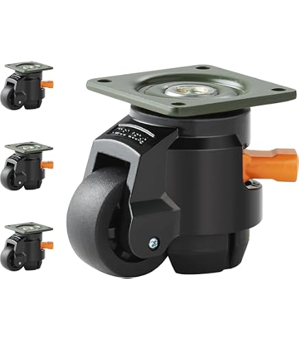 Lot De 4 Roulettes Niveleuses Kurtzy - Charge 500kg, Hauteur Réglable 8-9.5cm, Frein - Pour Meubles Lourds