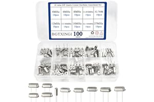 BGTXINGI 100 Pcs 10 value DIP Quartz Crystal Oscillator 4M,6M,8M,11.052M,12M,13.56M,16M,22.1184M,27M,32.768K Crystal Resonators Oscillator Assortment Kit Each of 10Pcs