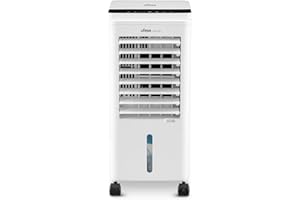 Ufesa Narvik Rafraîchisseur d’Air Évaporatif, 65W, Fonction Air Froid et Ventilateur, 3 Vitesses, 3 Modes, Panneau Tactile, Réservoir de 5L, Minuteur 12h, Filtre Lavable, Télécommande
