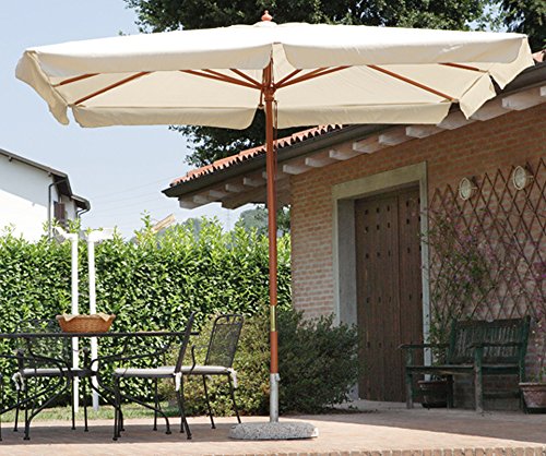 PEGANE Parasol centré rectangulaire 3 x 2 m Coloris Bois Teck Polyester 180 GR