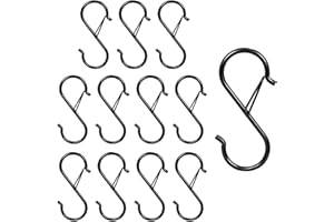 GVPOELR S Gancio in Acciaio inox, 12 Pezzi Ganci a S Piccoli, Gancio a S Con Chiusura di Sicurezza, Ganci a S con Chiusura di Sicurezza, Ganci Forma S Pesanti, per Appendere abiti, Piante