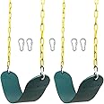 Juegoal Heavy Duty Swings Seats Playground Swing Set Accessories Replacement with 66" Plastic Coated Chain and Snap Hooks, Great for Kids Adults Playground, Backyard and Playroom, Easy Install, 2 Pack