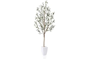 Fopamtri Olivenbaum Künstlich 150 cm Kunstpflanzen Groß Kunstbaum Grün Fake Kunstpflanze mit Früchten im Topf für Indoor Outdoor Home Schlafzimmer Büro Garten Dekoration (1 Pack)