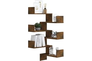 Norheim Estantería para Esquina, Estantería Colgante de 6 Niveles, Estante de Pared de Esquina for Almacenamiento, para Dormitorio, Sala de Estar, Baño, Cocina Estudio 40 x 40 x 50 cm Roble Ahumado