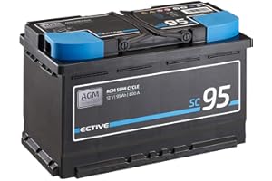 ‎ECTIVE ECTIVE - AGM Semi Cycle Batterie SC95 12V 95Ah 800A - Starterbatterie & Versorgungsbatterie wartungsfrei - VRLA Start- & Aufbaubatterie für Autos, Boote, Van, Camper