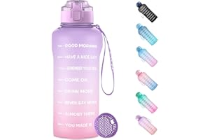 WEMEET Trinkflasche 1.5 Liter, Wasserflasche Auslaufsicher, 1500ml Trinkflasche Sport Kohlensäure Geeignet, BPA Frei Sportflasche mit Filter und Zeitmarkierung für Fahrrad, Fitness LILA PINK