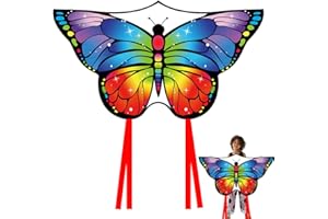 Papillon Cerf-Volant pour Enfants,Cerf-Volant pour Enfants et Adultes,Cerfs-Volants Papillon,Cerfs-Volants colorés,Le Cerf Volant Papillon à Longue Queue,avec Cordon de 100 Mètres