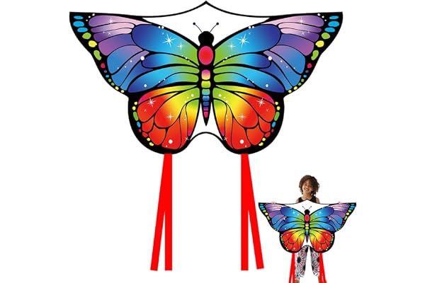 VLEDARLING Papillon Cerf-Volant pour Enfants, Cerf-Volant pour Enfants et Adultes, Cerfs-Volants Papillon,Cerfs-Volants colorés,avec Cordon de 100Mètres,Le Cerf Volant Papillon à Longue Queue