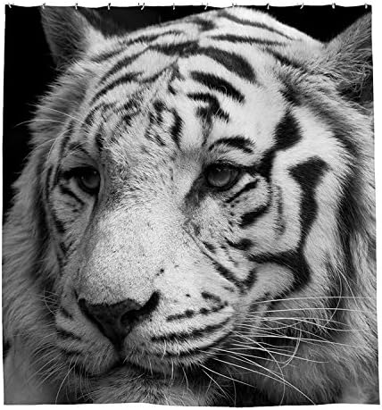 Bhdangfds White Tiger Shower Curtain Polyester Fabric Bathroom Shower Curtain Set with Hooks 72 By 72-inch,180cmx180cm