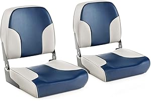 COSTWAY Siège de Bateau à Dossier Surface en PVC Imperméable, Siège de Pêche avec Rembourrage en Éponge Haute Densité, Chaise de Bateau Universel pour Capitaine
