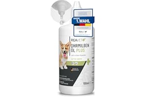 ReaVET Ohrmilbenöl Plus 100ml sofort wirksames Mittel für Hunde – gegen Ohrmilben mit Kamille, Sanfte Pflege bei Juckreiz im Ohr, Ohrentropfen Milben, Ohrenreiniger