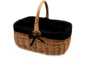 ‎MYBER Korb Weidenkorb Einkaufskorb Picknickkorb 33/23/13cm Stabiler Tragekorb aus Weide Vollweide mit Stoffeinlage K1-014-SS