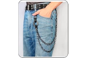 Eigso Multilayers Punk Jeans Chains for Women Men Unisex Gunmetal Pant Chain for Man Woman Wallet Waist Link Chains