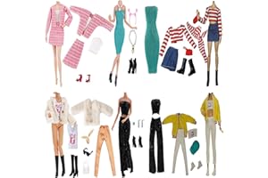 LANCE HOME 6 Set Abbigliamento Abiti Gonna Vestiti Scarpe Cappello Giacca a Vento Manica Lunga Soprabito Vestiti e Accessori per 29cm Bambola Accessori Regali per Bambola da 11,5 pollic Regalo per bambini