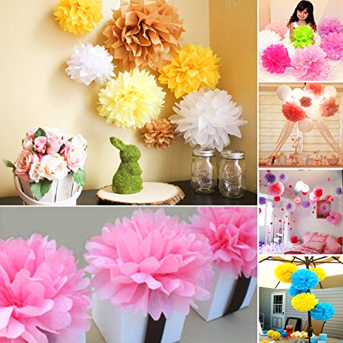 TtS 10er 30cm Seidenpapier Pompons Papier Blumen Ball Hochzeit Party Geburtstag Dekoration (Burgundy) - 4
