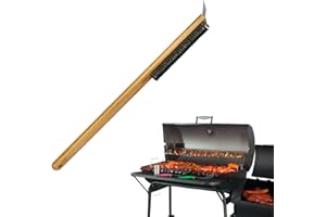 RFSHOP Brosse À Pierre À Pizza, Nettoyage À Long Manche avec Grattoir, Brosse À Four Poils en Laiton, Nettoyage Plaque Chauffante Robuste pour Accessoires Four À Pizza Et Barbecue