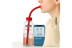 ALEJANDRO FUENTES FlexiVox®, kit d’entraînement vocal | Utilisé en orthophonie et thérapie vocale avec talc aseptique + Bouteille graduée + Brosse + Pochette + eBook numérique + Bouchon régulateur (Rouge vif)