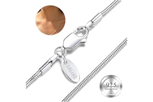 LOLIAS 925 Sterling Silver Chains for Women 1.5MM Snake Necklace Chain Dainty Long Silver Chain Necklace for Women Men Shine Jewelry Gifts 40/45/50/55/60/65CM