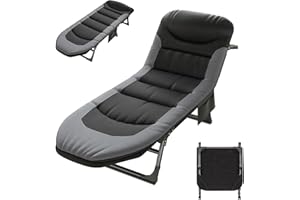 OVLRIJP Tumbona Plegable para Jardín Exterior con 5 Posiciones, Cama Camping, para Balcón, Interior (Negro)