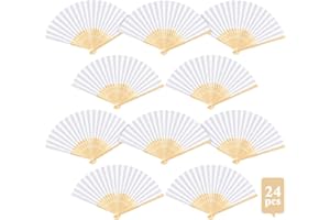 ‎ABSOFINE ABSOFINE 24 Stk Handfächer Weiß Papier Fächer Hochzeitsfächer faltbar Taschenfächer Faltfächer Klappfächer Gastgeschenk Für Hochzeit Party Geburttag DIY und Wand Dekoration