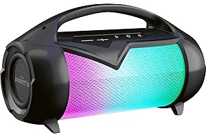 BigBen Interactive Party Lite Speaker con Effetti Luminosi Resistente agli Schizzi d'Acqua, Nero