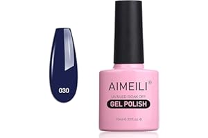 AIMEILI Blue Gel Nail Polish Soak Off UV LED Gel Varnish - Navy Seals (030) 10ml