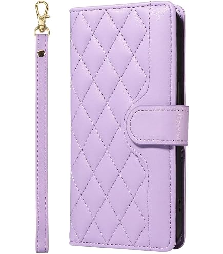 MOJIA Étui Portefeuille Pour ZTE Blade V70 Vita / V70 Design – Cuir PU Violet, Fermeture Éclair, 7 Fentes Cartes, Support