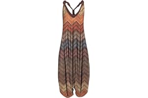 BATTNOT Damen Jumpsuit Damen Latzhose Lose Strampler Overall Frauen Sommer Blumendruck Wide Leg Playsuit Damen Jumpsuit Sommer Ärmellos Latzhose Loose Strampler Elegant Sommerhose