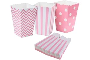 PALMFOX 36 Pcs Popcorn Boxes Carton Popcorn Paper Bags Petit Snack Bonbons Conteneurs pour Kid Mariage Fête d'anniversaire Décoration (Rose)