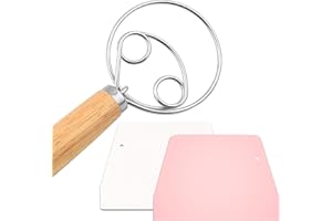 STBNVF Sets of 3 Bread Making Accessories, 1Pcs 13 Inch Stainless Danish Dough Whisk and 2Pcs Dough Whisk, Dough Whisk,Danish Whisk, Bread Scraper, Pizza Dough Scraper for Dough Bread Cake Pizza and Biscuits
