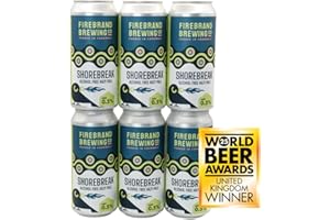 FIREBRAND BREWING CO FIREBRAND BREWING Shorebreak Cornish Alcohol Free Hazy Pale Beer - Case of 6 x 440ml 0.5% Cans | Vegan Gluten Free 35 calories | Brewed In Cornwall