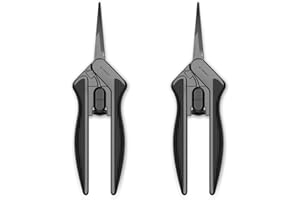 AC Infinity 16cm Stainless Steel Pruning Shears 2-Pack, Lightweight Ergonomic Design, Straight Precision Blades with Nonstick Teflon Coating for Gardening, Hydroponics, Grow Tents, 6-Inch