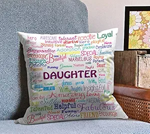 TIED RIBBONS Birthday Gift for Daughter Printed Cushion(12 inch X 12 inch with Filler) - Daughters Day Gift for Daughter and Girls