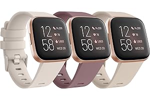 WANME Pack 3 Straps for Fitbit Versa 2 Strap/Versa Strap for Women Men, Silicone Sport Replacement Wristband for Fitbit Versa Lite/Versa 2/ Versa