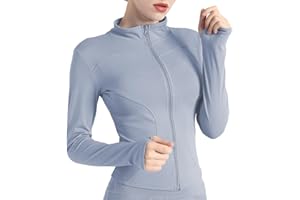 Hveuluop Gieen Chaqueta de yoga para mujer, cuello alto, ajustada, ropa de fitness, chaqueta para otoño e invierno, alta elasticidad, secado rápido, tops deportivos