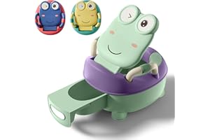 Froadp Vasini per Bambini da 0 a 6 Anni Baby Toilette WC con PU Sedile e Vasino Estensibile Gabinetto Trainer Portatile con Coperchio Rimovibile a Forma di Rana per Neonato (48.5cm, Verde)