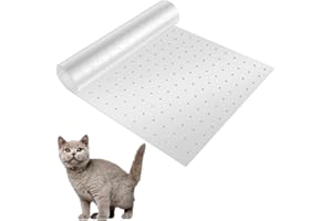 Beenle-Icey Carpet Cat Scratch Protector with Nail Bottom Non-slip Cat Scratching Transparent Anti Dog Scratch Pad Reusable Door Guard for Door Hallway(38 * 110cm)