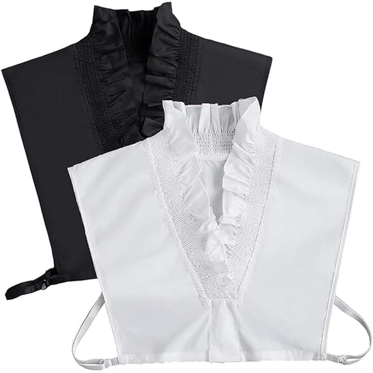 DNLKWGO Lange Mouw Dickey Kraag Blouse Afneembare Peter Pan Kraag Nep Kraag Valse Kraag Half Blouse Voor Vrouwen, B-wit, M