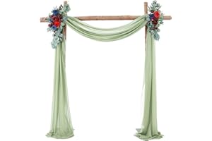 AUONS Wedding Arch Sheer Drapery Backdrop Voile Curtain Chiffon Draping Fabric 20Ft Sheer Curtains Arbor Drapery for Wedding Ceremony Reception Party Ceiling Decor, Sage Green, 1 Panel