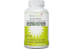 ‎NORD VITAL NEU! Leber Komplex mit 15 aktiven Inhaltsstoffen - Mariendistel, Artischocke, Löwenzahn, Brokkoli, Cholin, Desmodium, schwarzer Knoblauch, Kurkuma und mehr - 120 Kapseln - in Deutschland hergestellt