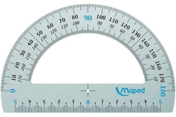 Maped - Rapporteur 180° Base 12 cm - Rapporteur de Traçage pour Mesure d’Angle 180 Degrés en Aluminium Résistant et Durable
