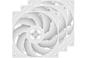 PCCOOLER F5 R120 Ventilateurs de boîtier, 120mm PWM 4 broches FDB Fan, ventilateur de boîtier PC en chaîne Daisy de 2200 RPM, ventilateur de boîtier PC à 3 modes 86 CFM 3.2 mmH2O, blanc - 3 pack