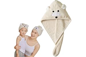 Cysocool Anti-Frizz Kinder Mikrofaser Haarturban mit Knopf, Mädchen Schnelltrocknend Haartrockentuch Turban Weiche Haar Handtuch Saugfähig Verdrehter Turban Kopfhandtuch Hut für alle Haartypen