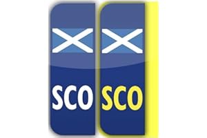 stika.co Easily Comply with UK Law: 2 x Scotland SCO Badge Car Number Plate Stickers - Self-adhesive Vinyl - Scottish Flag Decals - Effortless Application
