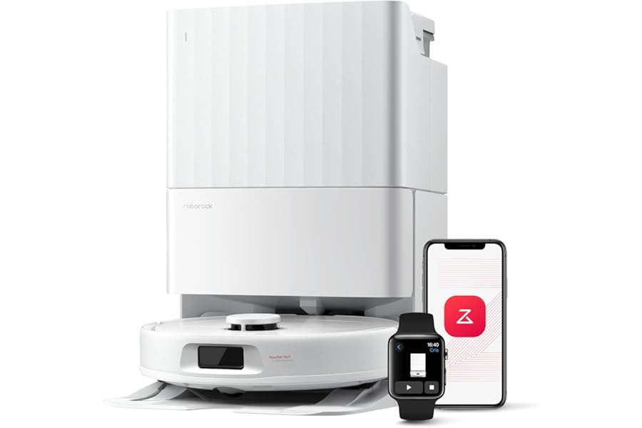 roborock QV 35A Robot Vacuum Cleaner, Tangle-free, 8000Pa, Lifting Cloth, Car Wash, Air Drying, All-In-One Station, Avoid Obstacles, Carpet Cleaning Strategies, White