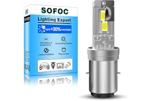 SOFOC BA20D Ampoule Led S2 500% Plus Lumineuse Que Les Halogènes Phare De Moto/Voiture Blanc DC 12V-18V 60W 4000Lm Conception À Faisceau Haut/Bas 1Pcs