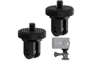 SRLWMYI Action Cam Halterung 2 Stück,Aluminium 1/4 Zoll GoPro Halterung Adapter Kamera,Schwarz Drehbar Stativgewinde Adapter,Kompatibel Mit GoPro, Kompatibel Mit Sony, Kompatibel Mit Insta 360