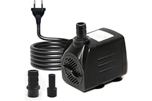 Puddry Wasserpumpe Klein Tauchpumpe, Mini Wasserpumpe Springbrunnenpumpe (800L/H, 16W) mit 4.6ft Stromkabel 2 Düsen, Aquarium Pumpe Gardena Pumpe Teich Pumpe Wasser Pumpe für Fischbecken, Hydrokultur